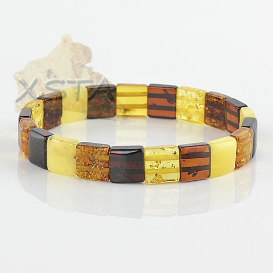 Mix color amber bracelet cube beads
